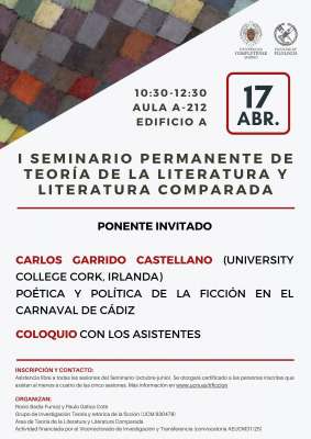 Cuarta sesión del I Seminario de Teoría de la literatura y Literatura comparada, viernes 17 de abril a las 10:30